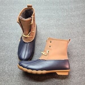 Serra Women's Insulated Duck Boots Tan Brown Navy Size 9 Waterproof